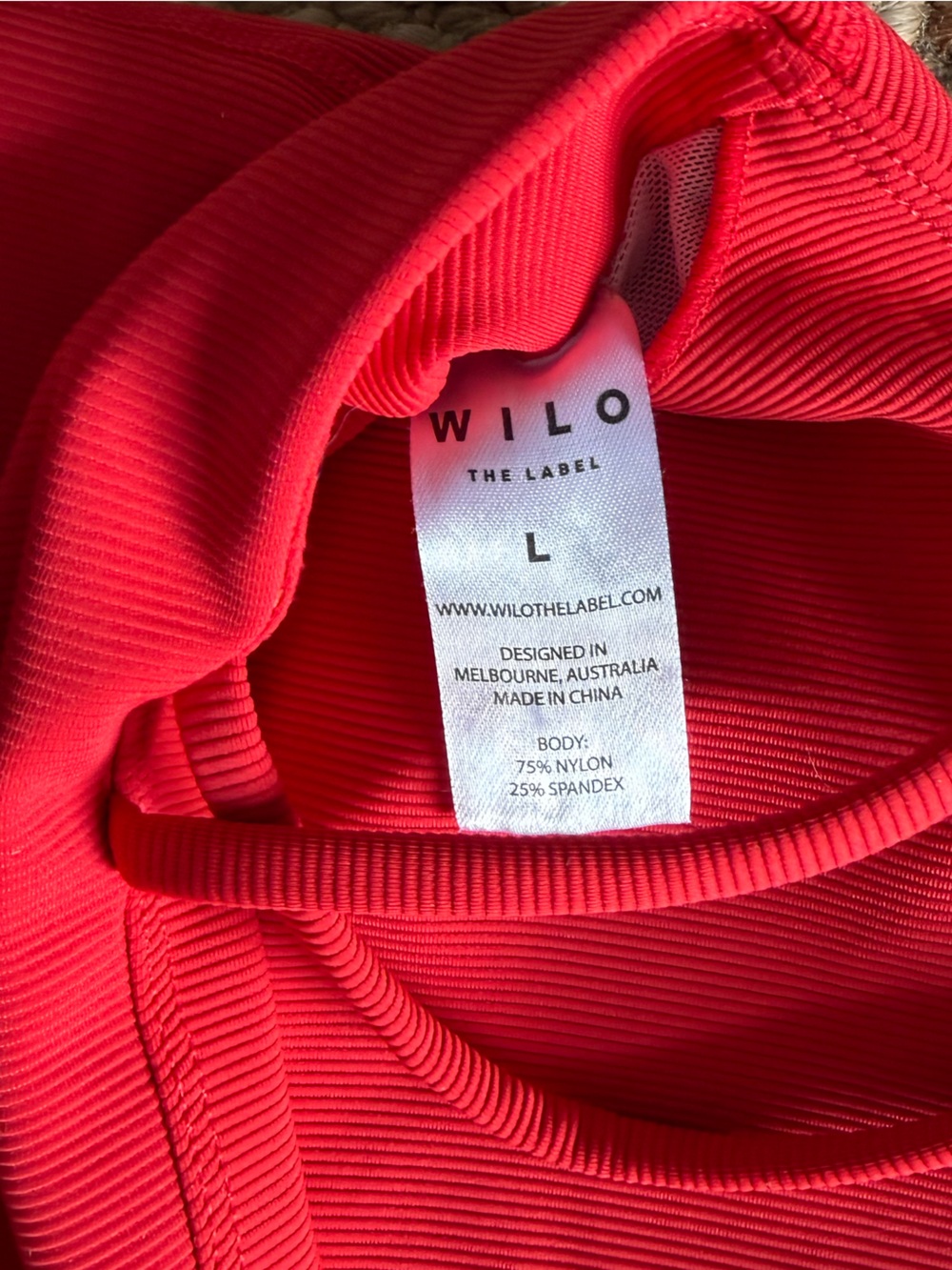 WILO Ribbed Longline Sports Bra Crop Tank Red Size L - Picture 4 of 5